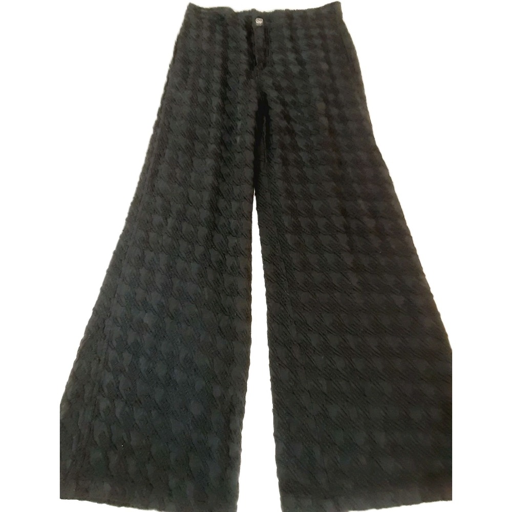 Johnny Was Biya Pants Black Wide Leg Women Sz Small Embroidered Textured Boho